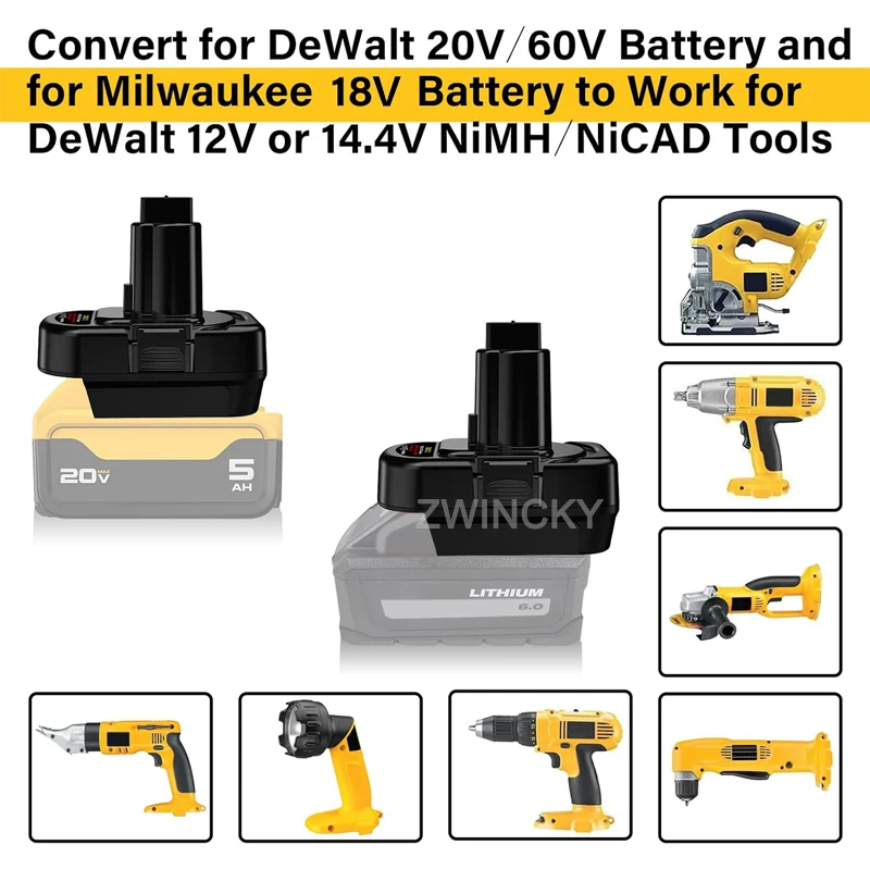 Фото Адаптер-переходник для аккумулятора Dewalt/Milwaukee 18 В, литий-ионный аккумулятор для Ni-MH аккумуляторов Dewalt 12 В/14,4 В, электроинструмент DW9071 DC9071 №3