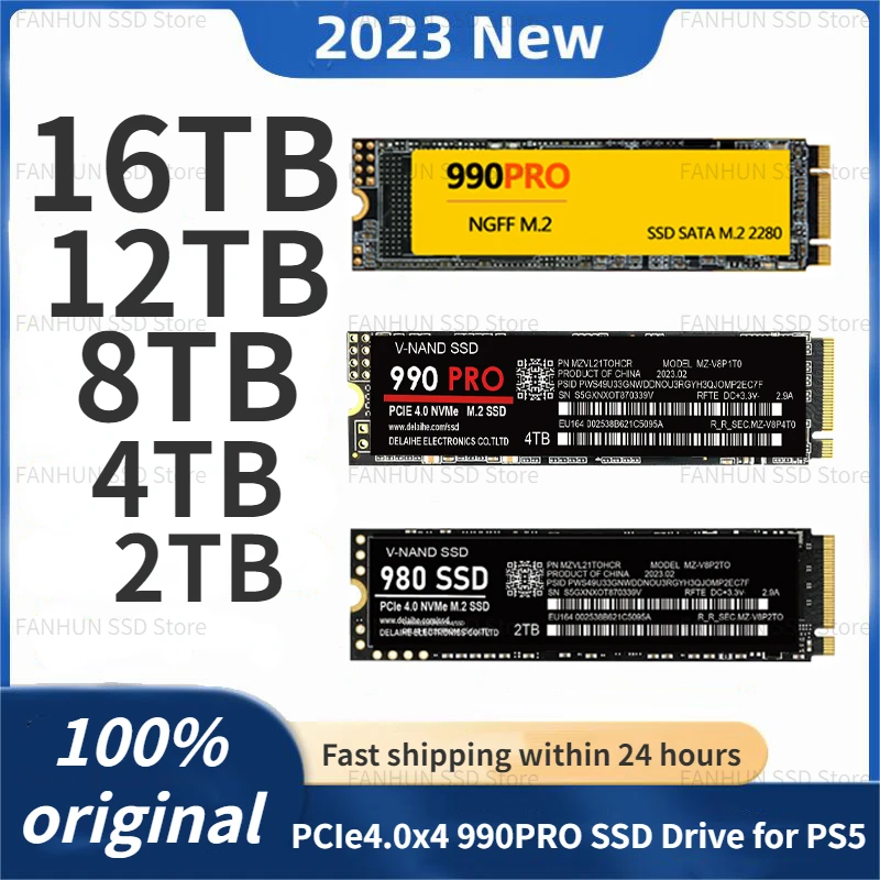 

8000MB/s SSD NVMe M.2 2280 2TB 1TB Internal Solid State Hard Disk PCIe4.0x4 990PRO SSD Drive for PS5 Laptop Desktop