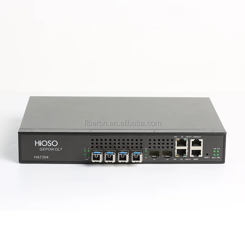 Фото Оптический терминал HiOSO GPON OLT mini с 4 портами PON, модулями HA7304C 2 SFP и 2 SFP+ для оптоволоконного подключения №1