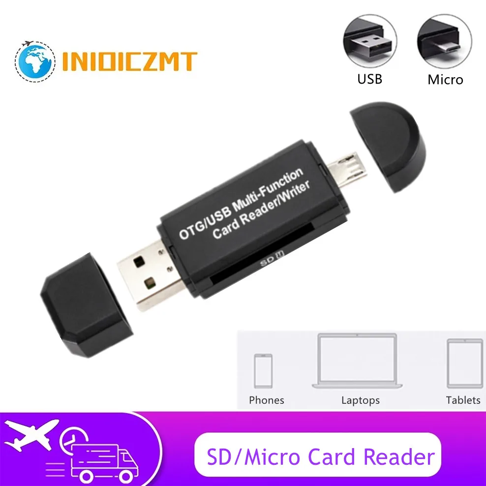

INIOICZMT 2 in 1 OTG/USB2.0 Multi-Function Card Reader/Writer For USB Micro SD Adapter Flash Drive Smart Memory Card Reader