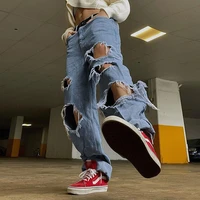 sunny y j cool fashion ripped wide leg jeans low waist streetwear casual hip hop denim pants hole loose trousers harajuku 90s