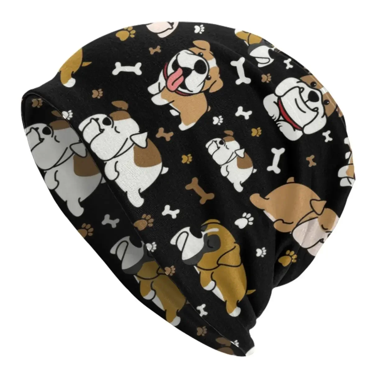 

Милая облегающая шапка в виде английского бульдога, зимняя теплая шапочка унисекс, мужские вязаные шапки, крутые уличные шапочки для британских собак, облегающие шапки, шапки