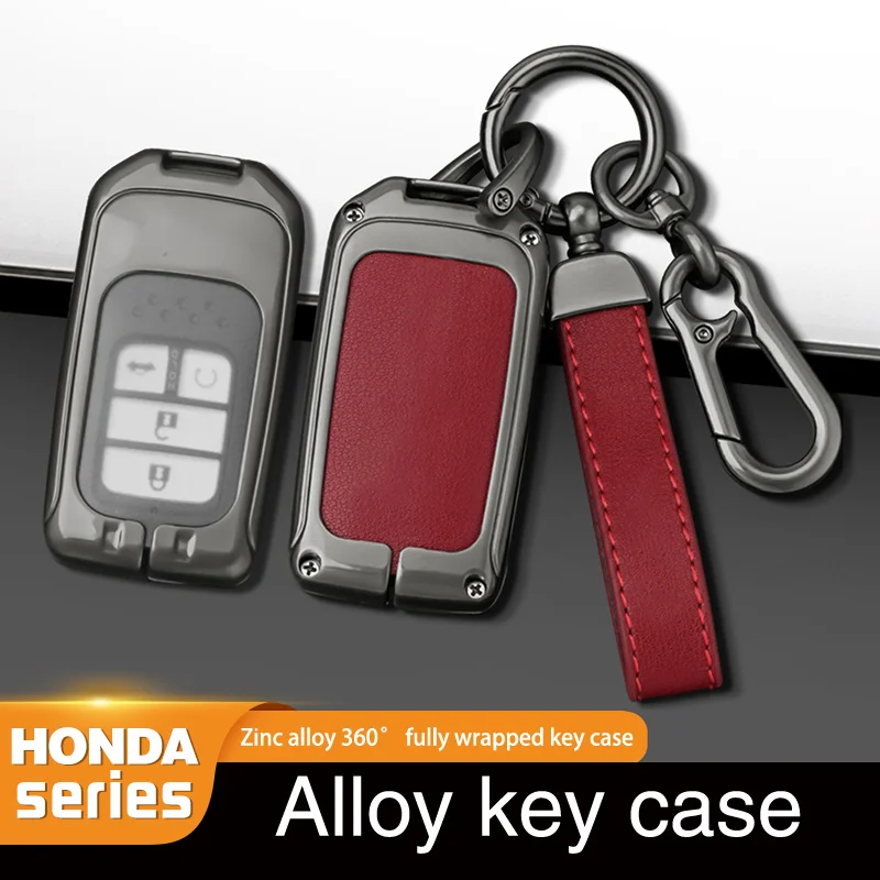 

Fashion Metal Leather Car Remote Key Case Cover Shell For Honda Odyssey Elysion Accord EX EXL Civic Crv Hrv Pilot Ridgeline