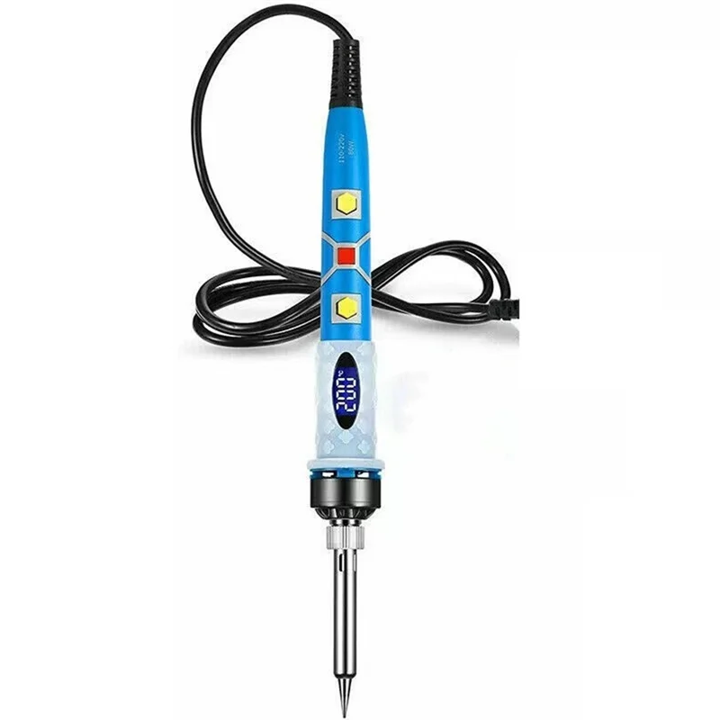 

80W Adjustable Temperature Electric Soldering Iron Welding Solder Rework Heat Pencil Tips Repair Tool Blue EU Plug
