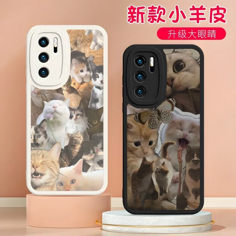 

Милый Кот, брикет для Oppo A52 A55 A57 A92 A93 A93S A96 REN O5 06 07 08 PRO SE Plus K10 FIND X3 X5 A97, из шкуры ягненка, силикон