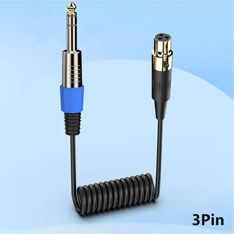 Фото Пружинный выдвижной мини XLR 3-контактный/4-контактный разъем на 6,35 мм, большой трехъядерный двухканальный стерео-мужской микрофонный аудиокабель 0,5 м №2