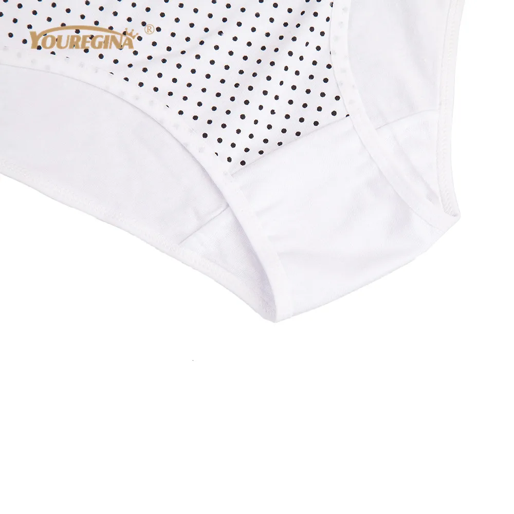 YOUREGINA Women Underwear Cotton Panties Plus Size Middle Waist Dot Print Cute Briefs Ladies Breathable Intimates 6 pcs/lot