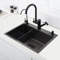 53x43cm black single basin sink kitchen black stainless steel black sink black drainer