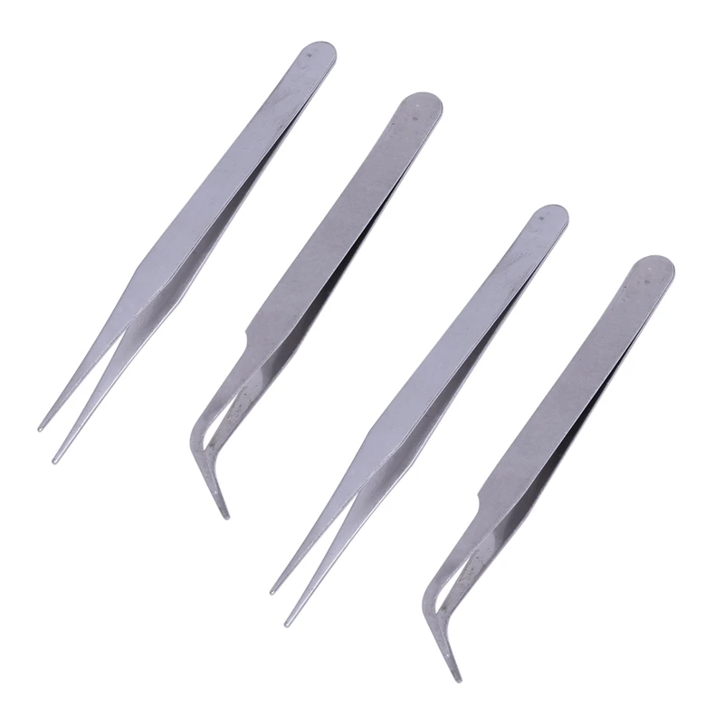 

4 X Stainless Steel Nail Art Tweezer Tool Rhinestones Gems Eyelash Nail Art Acrylic Gel Picking Tool