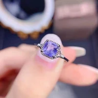 2022 cute woman rings fashion gothic lavender purple diamond ring simple princess square diamond gold jewelry engagement ring