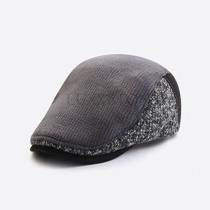 

Knitted Wool Newsboy Caps for Men Retro Gatsby Hat Winter Warm Hats Male Bone Boina Golf Hats Duckbill Visor Ivy Caps