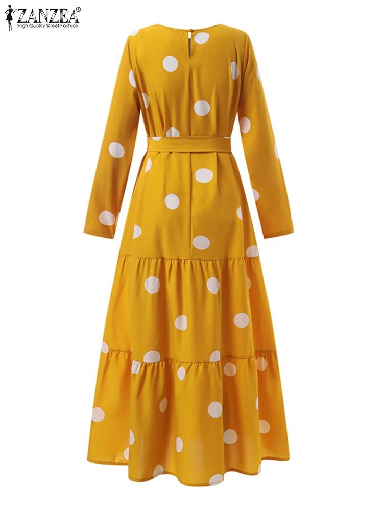 Платье ZANZEA женское винтажное длинное платье с принтом в горошек яркое хиджаб