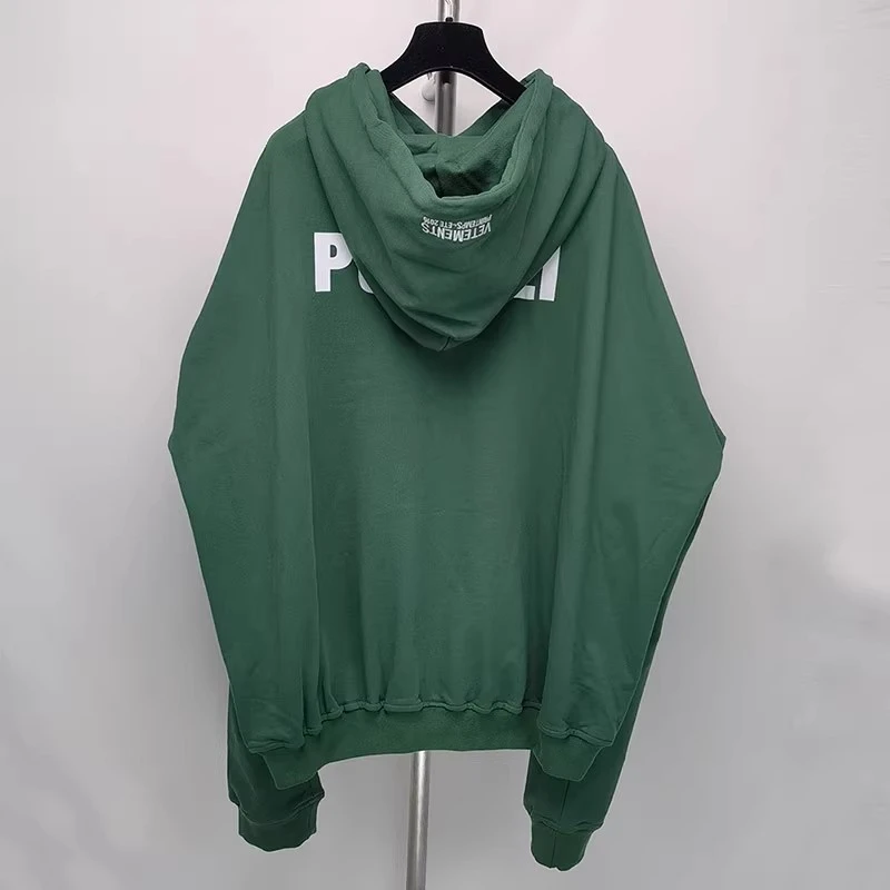 

High Quality 1:1 VETEMENTS POLIZEI Green Hoodies Men Women Oversized VTM Hoodie Vetments Pullovers Streetwear Hooded