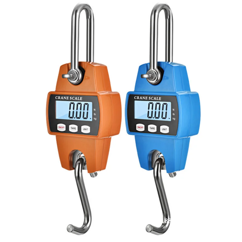 300kg Digital Hanging Scale Portable Heavy Duty Crane Scale Stainless Steel Hook Scale LCD Loop Weight Balance Luggage Scale