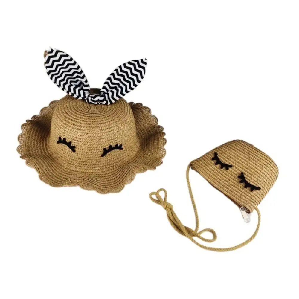 

Летняя Солнцезащитная дорожная Сумочка, детская Солнцезащитная шляпа, рыбацкая шляпа, пляжные шляпы для девочек, комплект соломенной шляпы