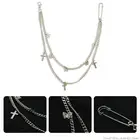 Женский пояс в стиле Харадзюку, Готическая цепочка на пояс для джинсов в стиле панк с металлическим крестом и подвеской-бабочкой, Ювелирное Украшение для брюк в стиле хип-хоп