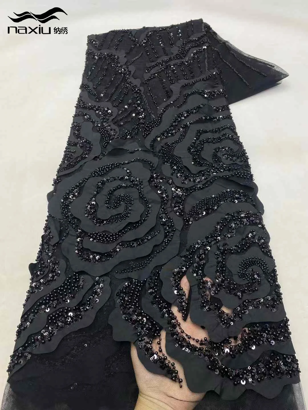 Мэдисон нигерийская кружевная ткань с бусинами для жениха 2025 высокое качество