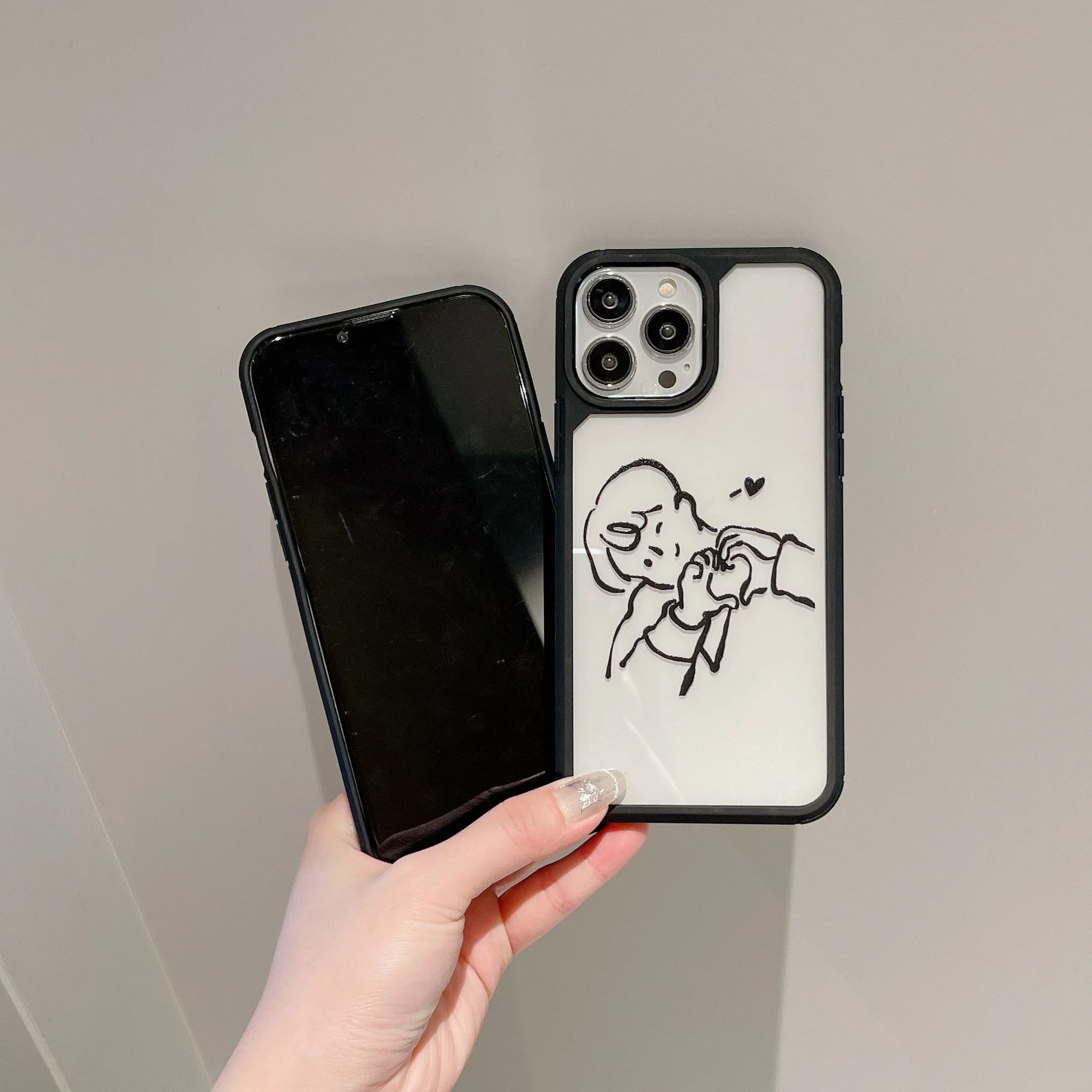 Черный армированный чехол для телефона Young Couple iPhone 15 13 Mini 14Pro 11 12 Xsmax XR 7/8 Plus SE2