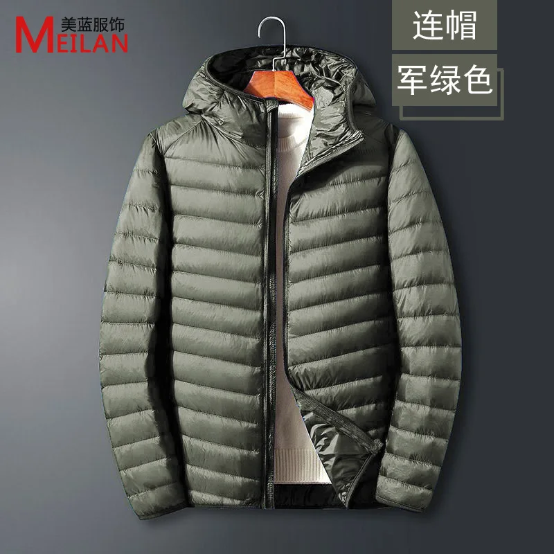 Men Fluffy Winter Coat Fashion Hooded 90% White Duck Down Jackets Ultralight Puffer Down Coat Portable Slim Down Parkas 5XL 6XL