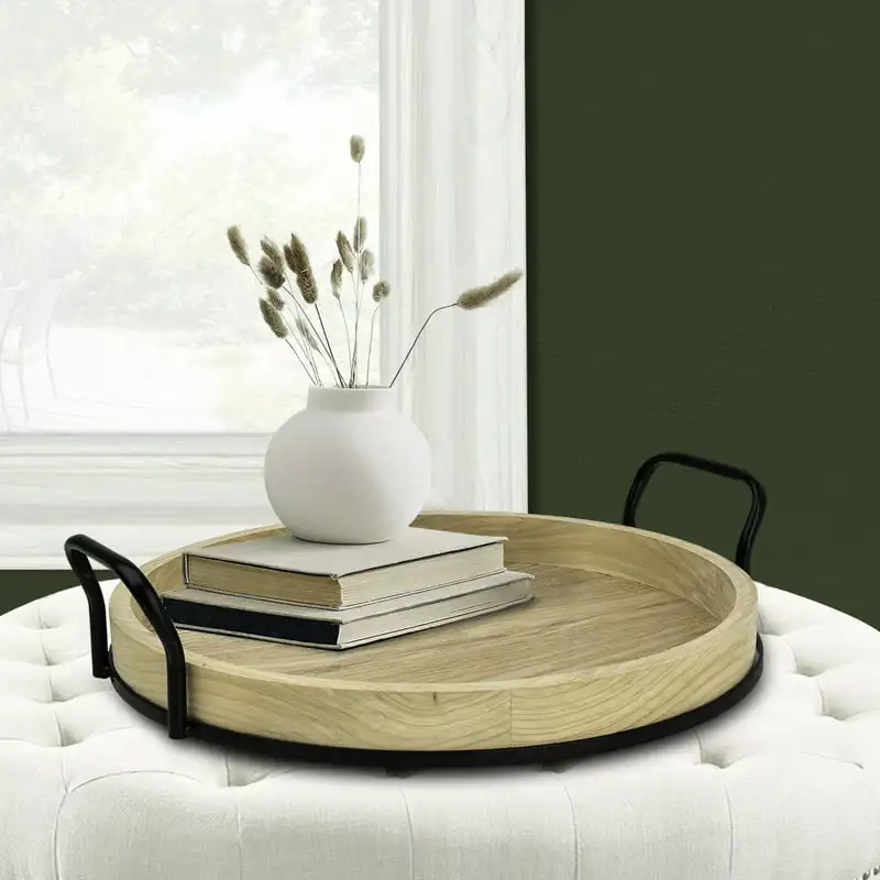 

Round Light Wood and Metal Tray Home and kitchen Strainer Keuken zeef rvs Juegode utencilios de cocina Oil separator spoon Resta