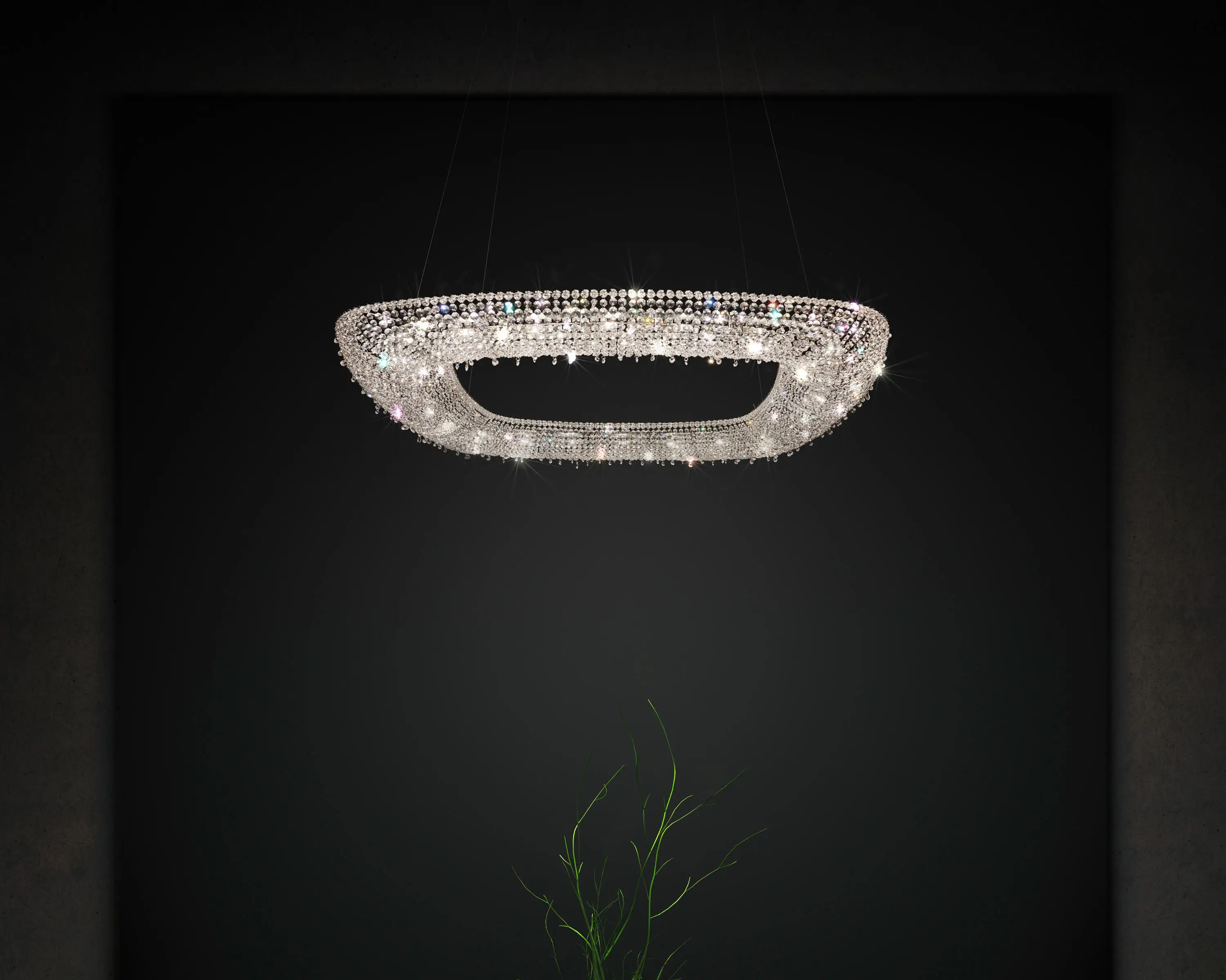

Simple modern rectangular living room crystal chandelier villa bedroom LED restaurant light