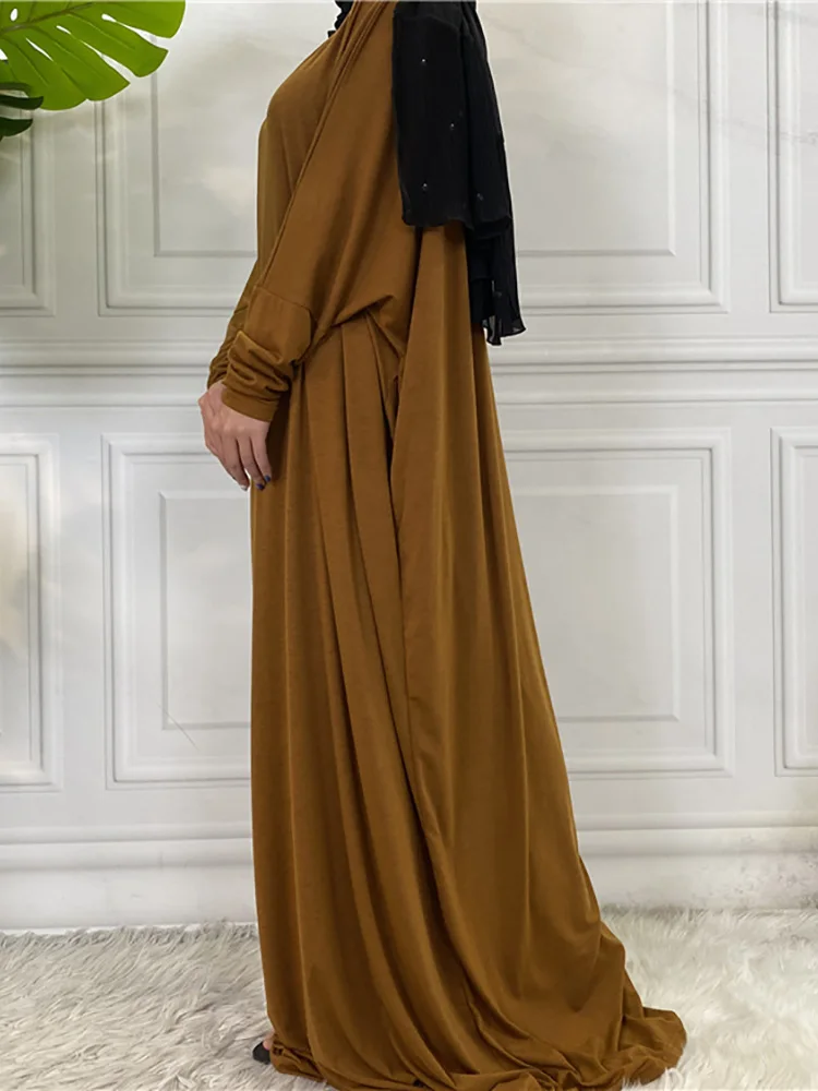 Сплошной цвет хлопковое исламское женское молитвенное платье мусульманское