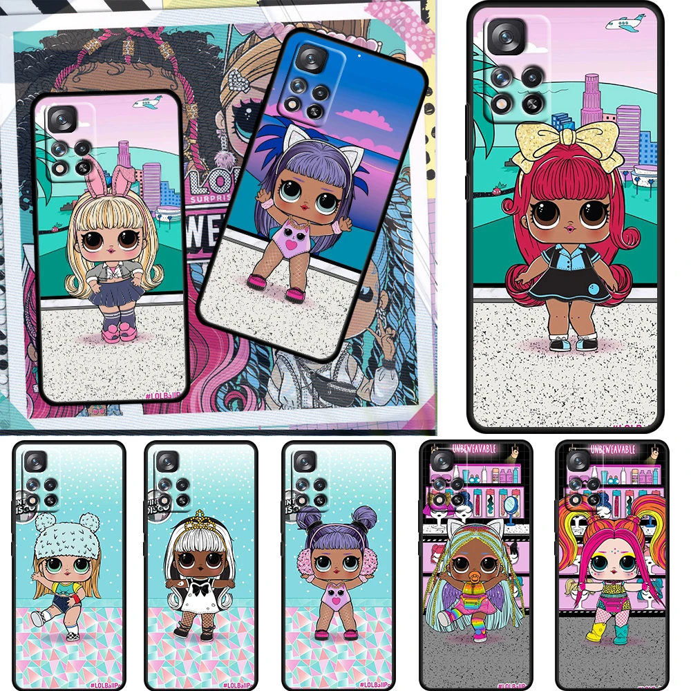 

Cartoon Surprise Doll LOL For Xiaomi Redmi Note 11 10 11T 10S 9 9S 8 7 5G 4G Silicone Soft TPU Black Phone Case Coque Cover Capa