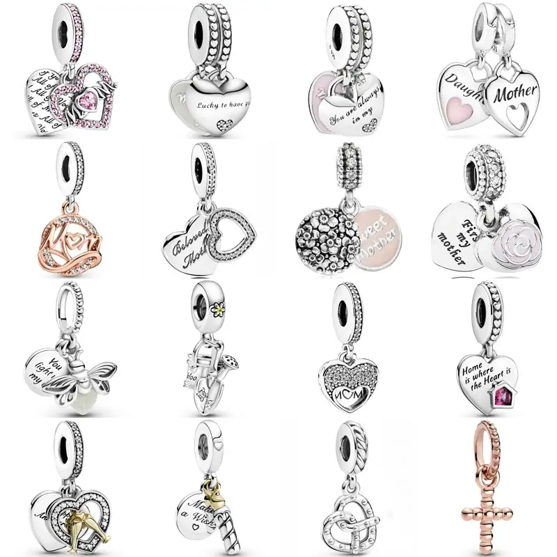 

Подвеска в виде свечи из серебра 925 пробы с розовым сердцем и мамой светлячкой дочкой и мамой подвески для модного браслета