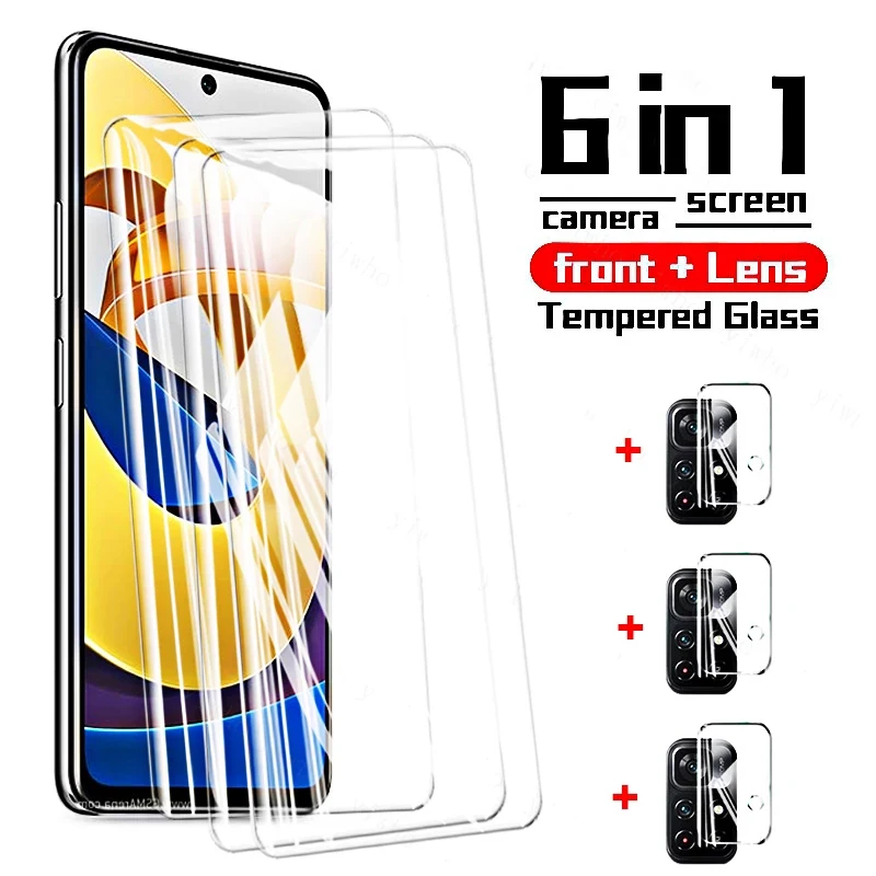 

6 In 1 For Xiaomi Poco X4 Pro Full Protection Screen Protectors Anti-Scratch Tempered Glass Camera Film For Poco X4 Pro 5G
