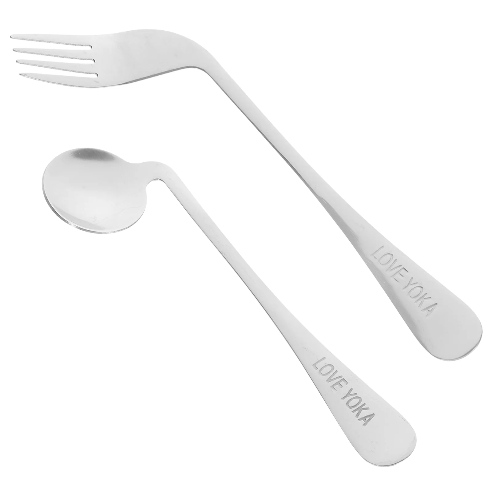 Угловая вилка ложка прочная посуда металлическая для кормления с ограниченными