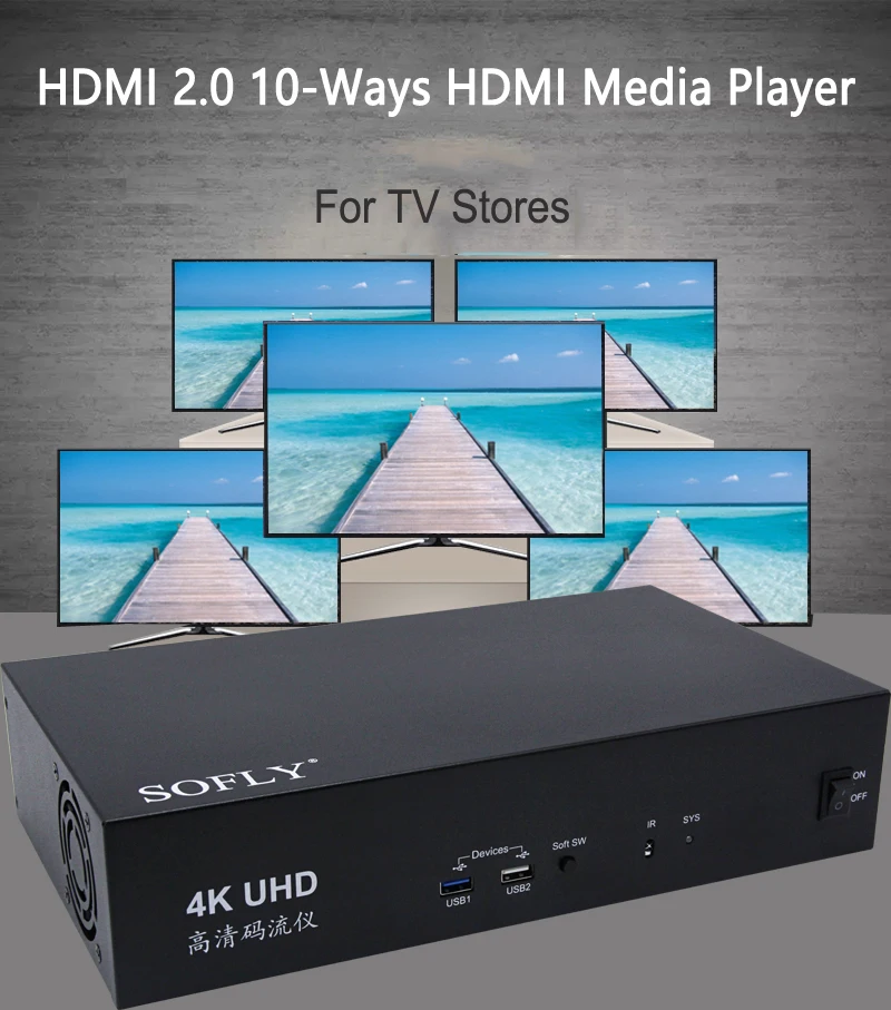 Мультимедийный проигрыватель HDMI 2 0 видеостример Ultra HD 4K 60 Гц 10 портов USB 3