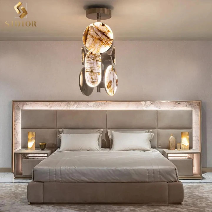 Marble Modern Beds With Led Lights