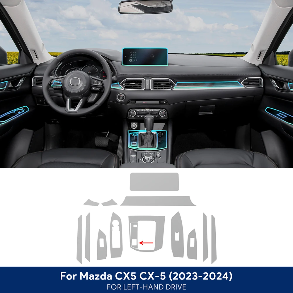 

Защитная пленка для салона Mazda CX-5 CX5 2017-2024, ТПУ наклейка против царапин, приборная панель, GPS-навигация, прозрачные аксессуары
