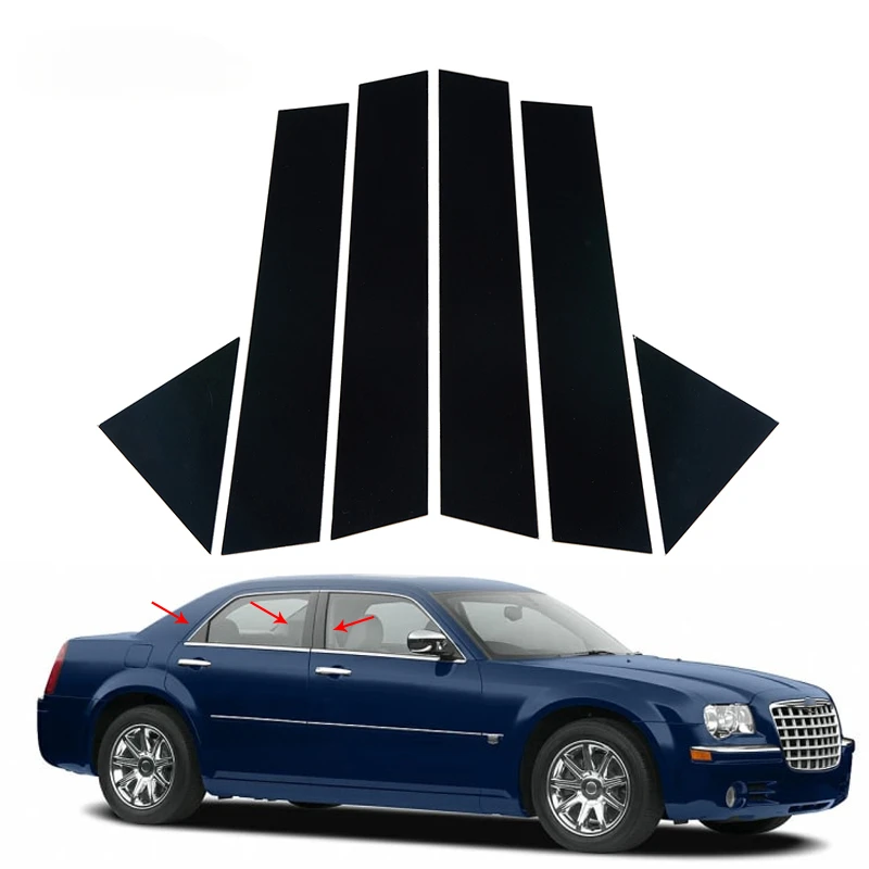 

6 шт., наклейки на столбы автомобильных окон Chrysler 300/300C/Dodge Magnum 2005 2006 2007 2008 2009 2010