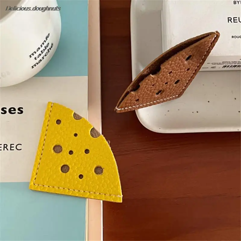 

1Pcs Cute Cartoon Funny Cheese Bookmarks For Book Mini Corner Page Marker Genuine Leather Bookmark For Reader Teacher Gift