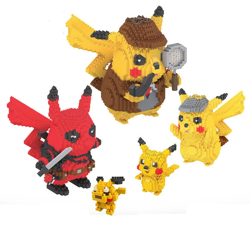 

Pokemon Building Blocks Compatible 75-1580pcs Cartoon Poke Anime Ball Pikachued Diamond Mini Bricks Toy Game