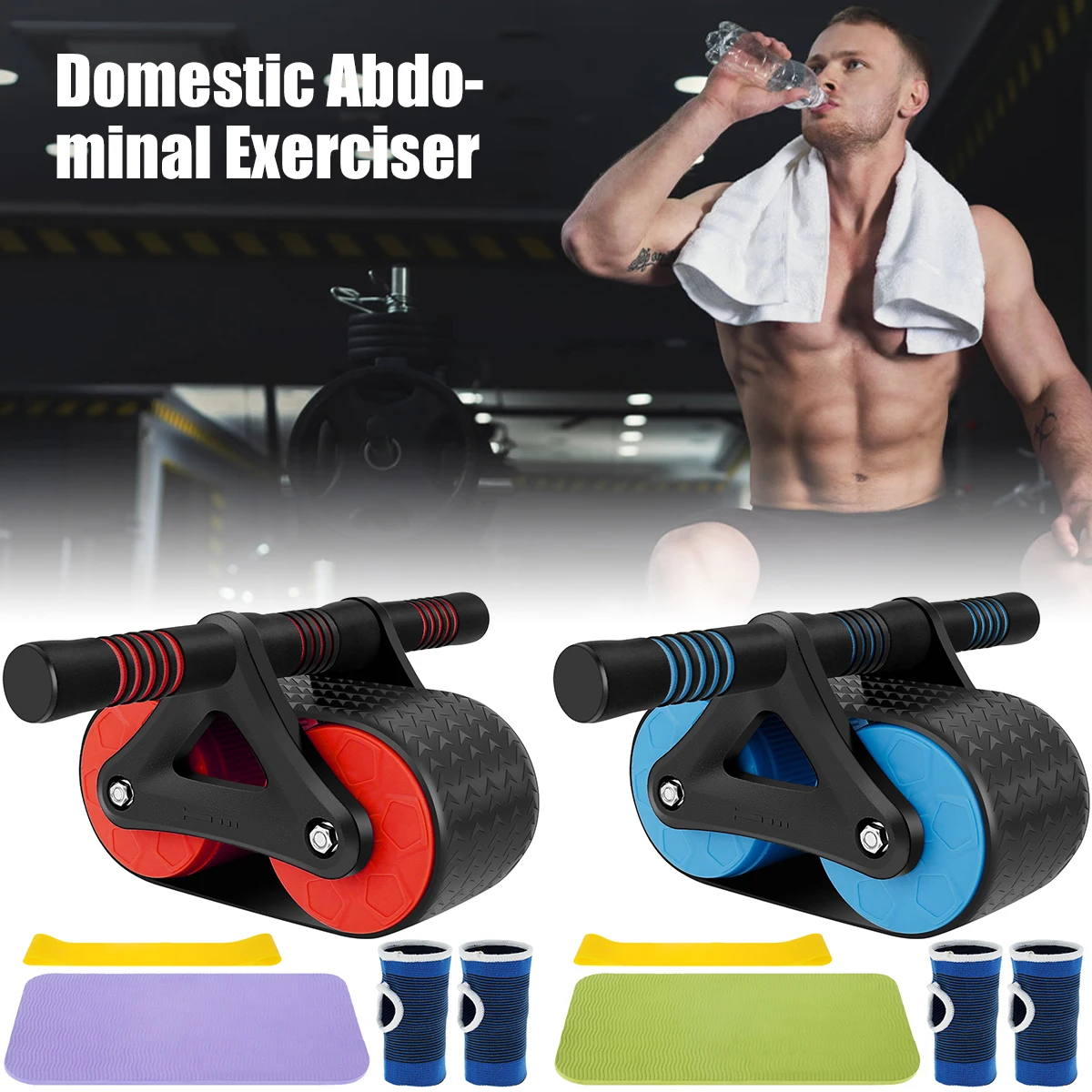 

Abdominal Roller Wheel Set with Mat Gloves and Stretch Band Automatic Rebound Aabdominal Wheel Portable Professional Abdominal