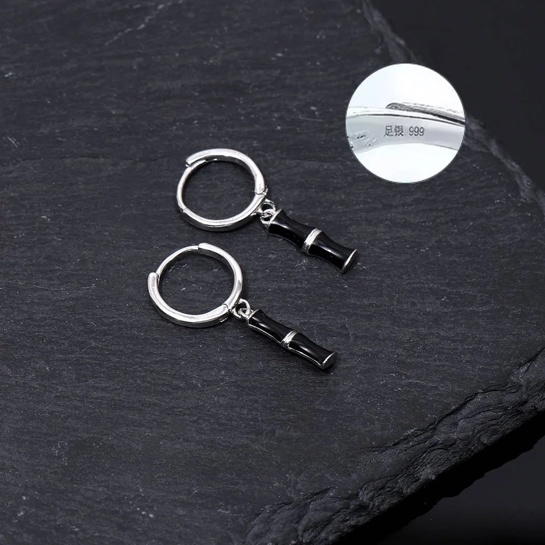 Бамбуковые серьги мужские из стерлингового серебра модные необычные рюши