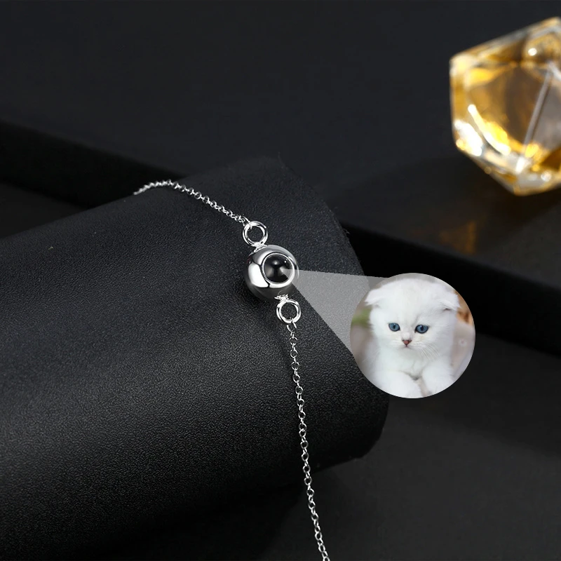 Stainless Steel Link Chain Projection Bracelet Custom Color Photo Women Day Wear Jewelry Nice Birthday Gifts