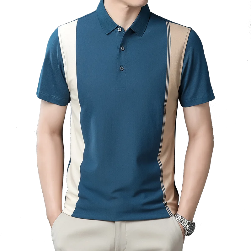 

Men's Polo Shirts With Short Sleeve Turn Down Collar Contrast Color Good Quality Tops 2022 Branded Fashion Hommes Clothing