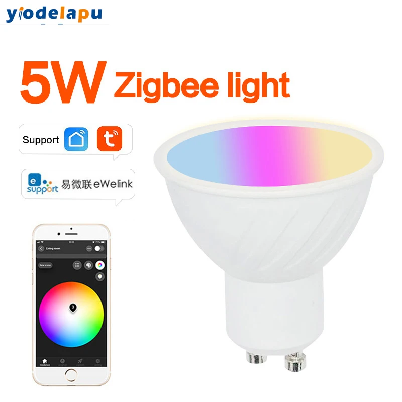 

Gu10 Light Bulb Tuya Zigbee 3.0 Smart LED Spot Focos 5W RGB Lamp 85V 265V 220 Volt White LED Spotlights With Alexa