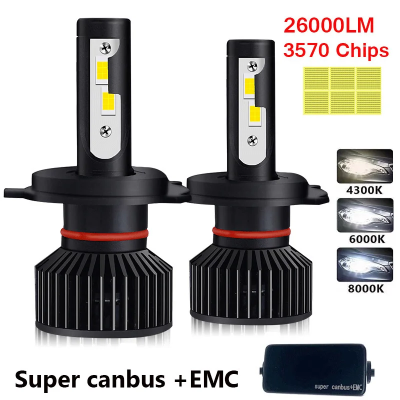 H4 LED H7 LED سوبر في Canbus EMC عالية الطاقة العلوي H1 H3 H8 H9 H11 9005 9006 Hb3 9004 9007 H13 9012 Led لمبة توربو مصباح ل سيارة