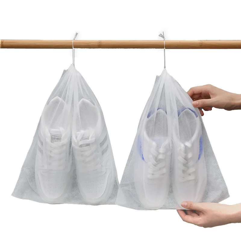

10Pcs/Set Shoe Dust Covers Non-Woven Dustproof Drawstring Clear Storage Bag Travel Pouch Shoe Bags Drying shoes Protect