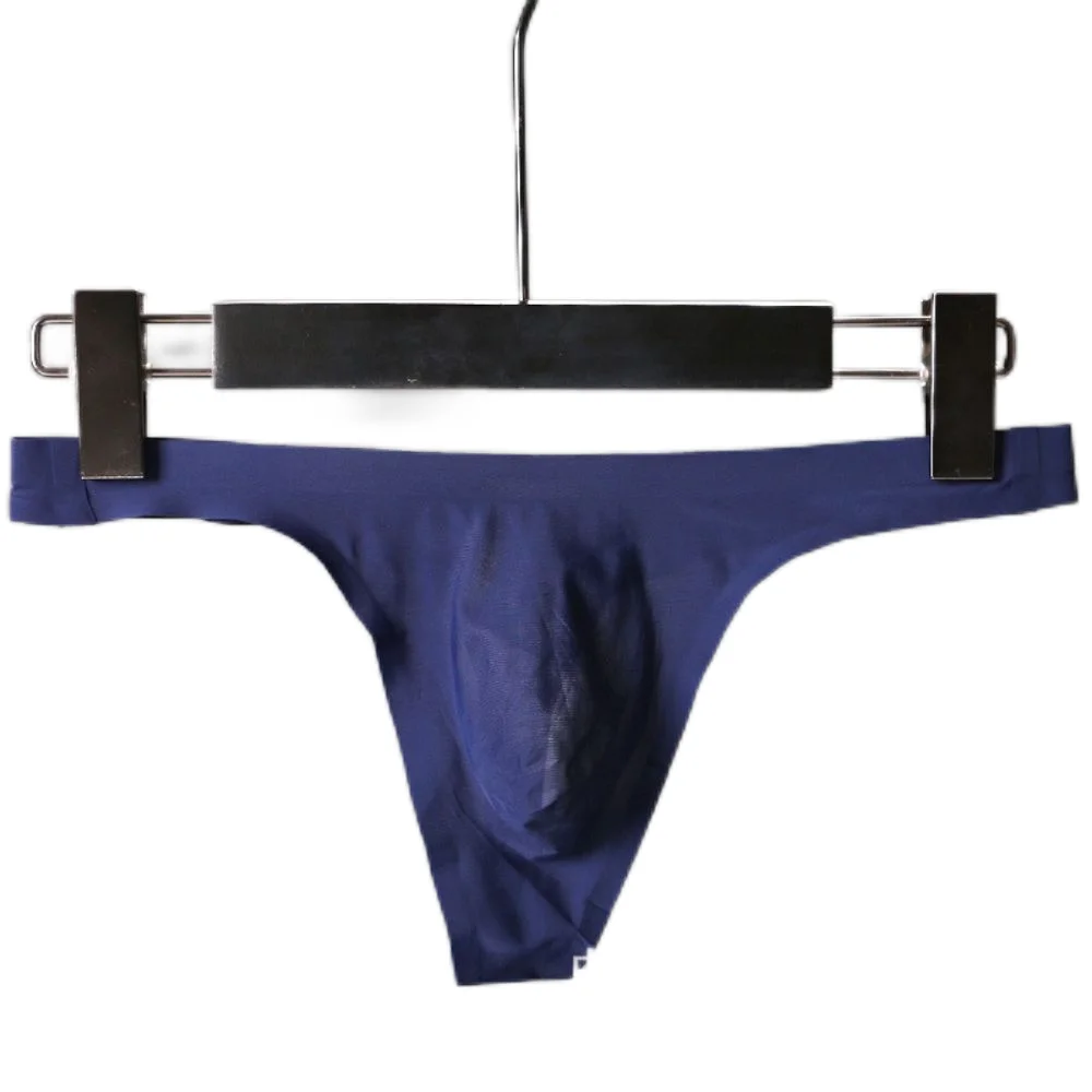 

Men'S Seamless Ice Silk Thong T Pants Breathable One Piece Low Waisted Men U Convex Trunk Panties Tanga Lingerie Calzoncillos