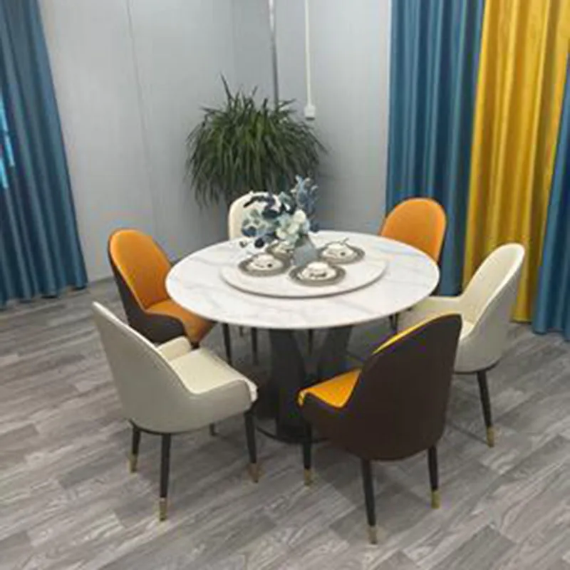 

Turntable Design Dining Table Round Living Room Nordic Modern Luxury Dining Table Set Waterproof Mesas De Jantar Home Furniture