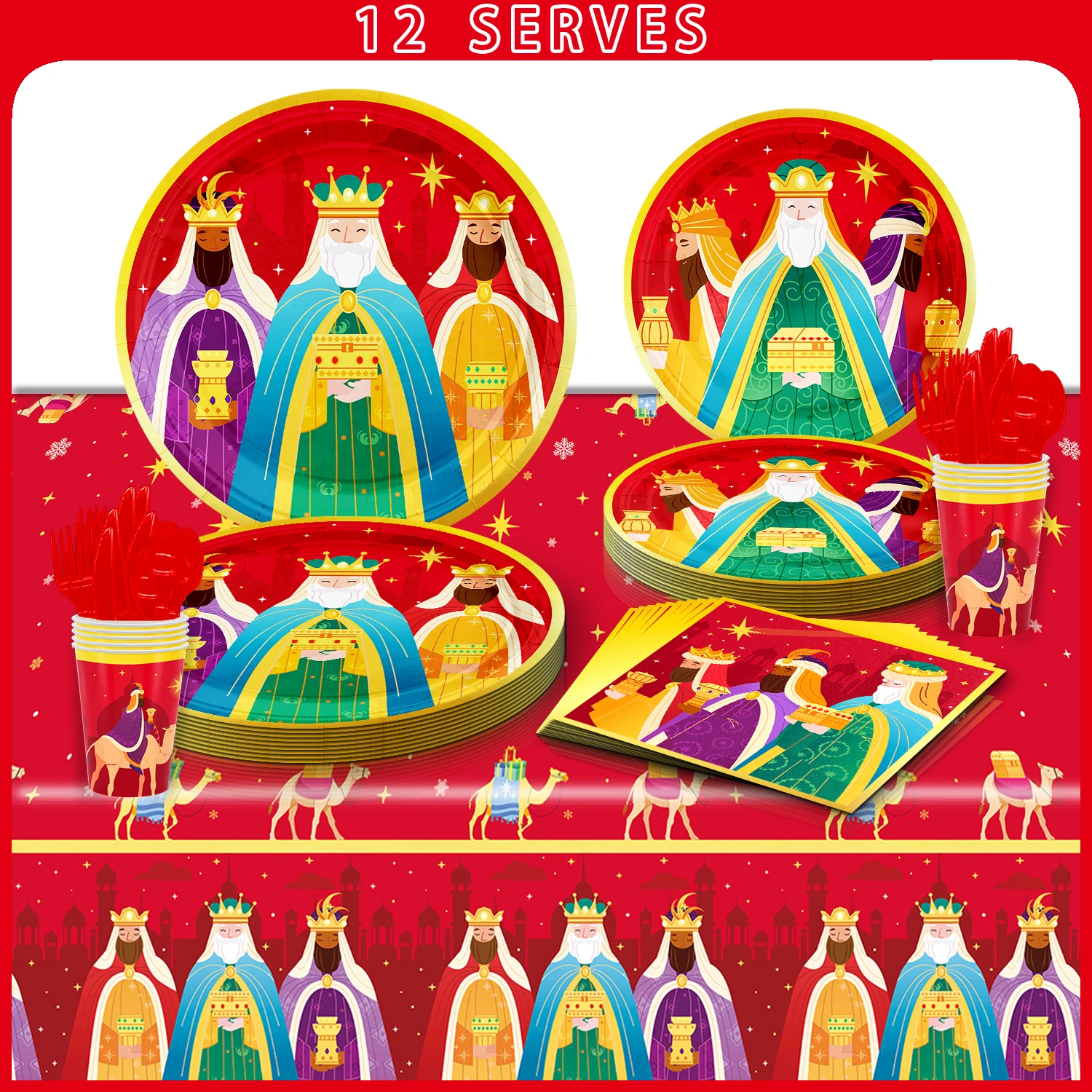 Тема &quotТри Короля&quot одноразовая посуда бумажные салфетки чашки тарелки