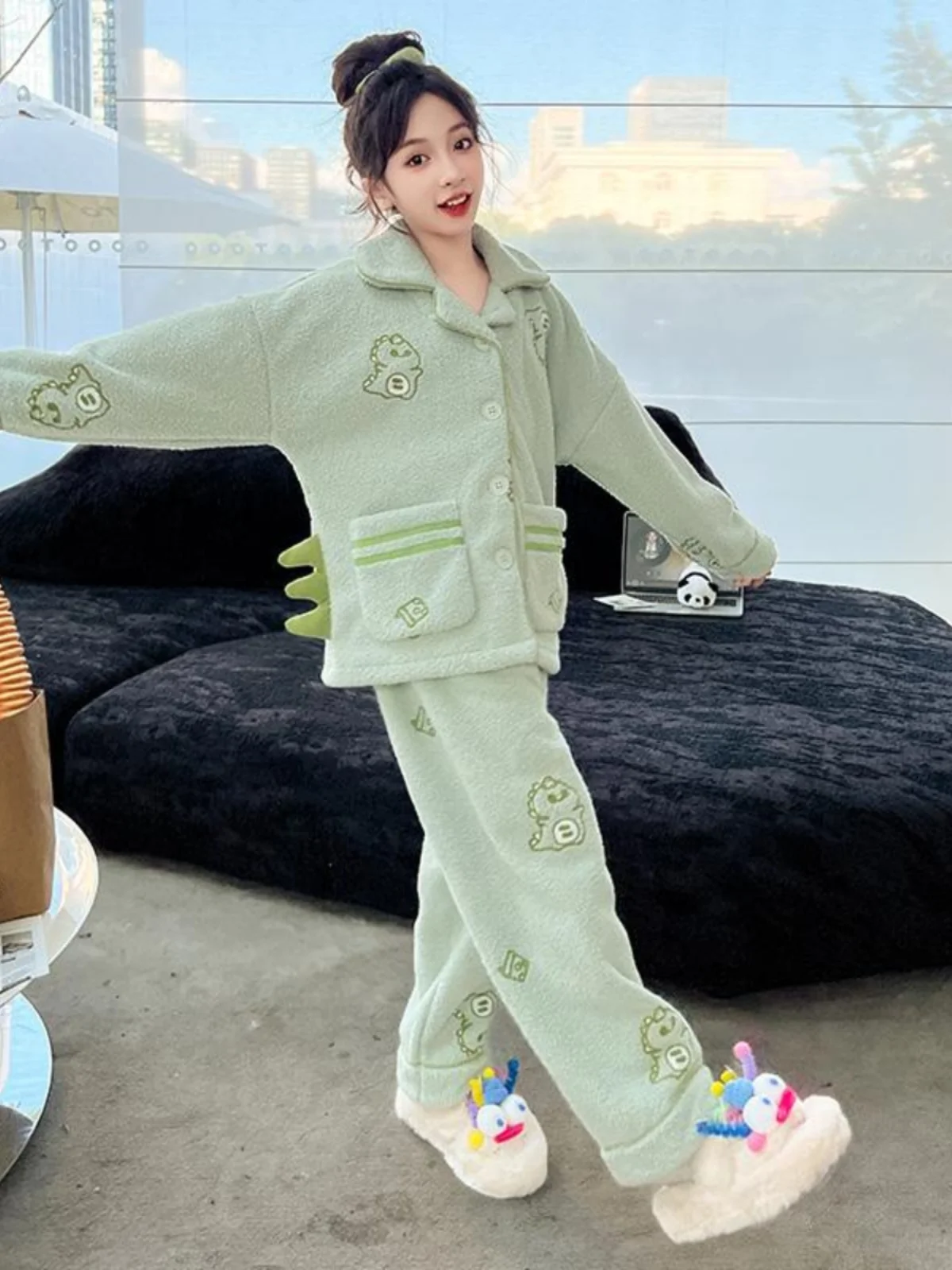 Женские пижамы для детей старшего возраста осенне-зимний новый фланелевой