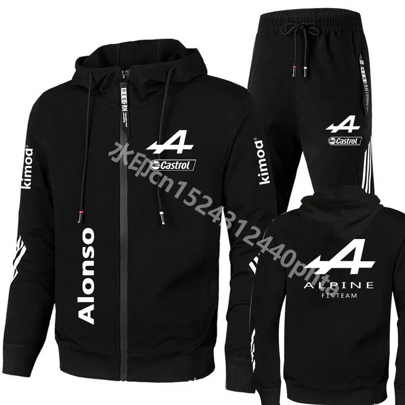 

2022 Formula One Race Fernando Alonso F1 Team alpine logo Oversized Hoodies 2Pieces Men Sets Jacket Racing Fans Sweatshirt