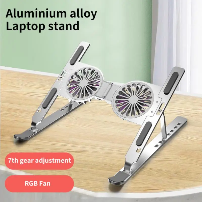 New C9 Laptop Stand Holder With Cooling Fan Portable Foldable Aluminum Alloy Cooler Notebook Holder With RGB Light New C9 Laptop Stand Holder With Cooling Fan Portable Foldable Aluminum Alloy Cooler Notebook Holder With RGB Light