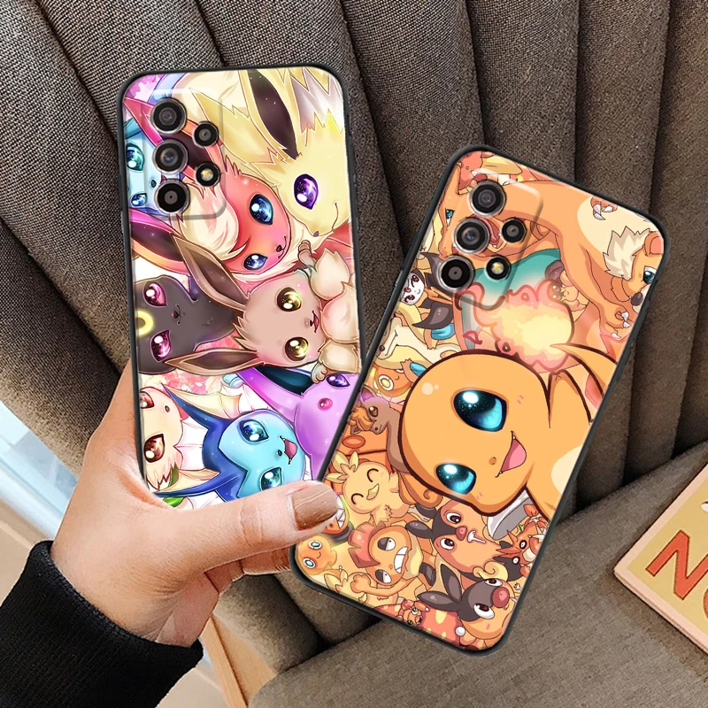 

Pokemon For Samsung A52 A72 4G 5G Phone Case Coque Back Liquid Silicon Black Carcasa Funda